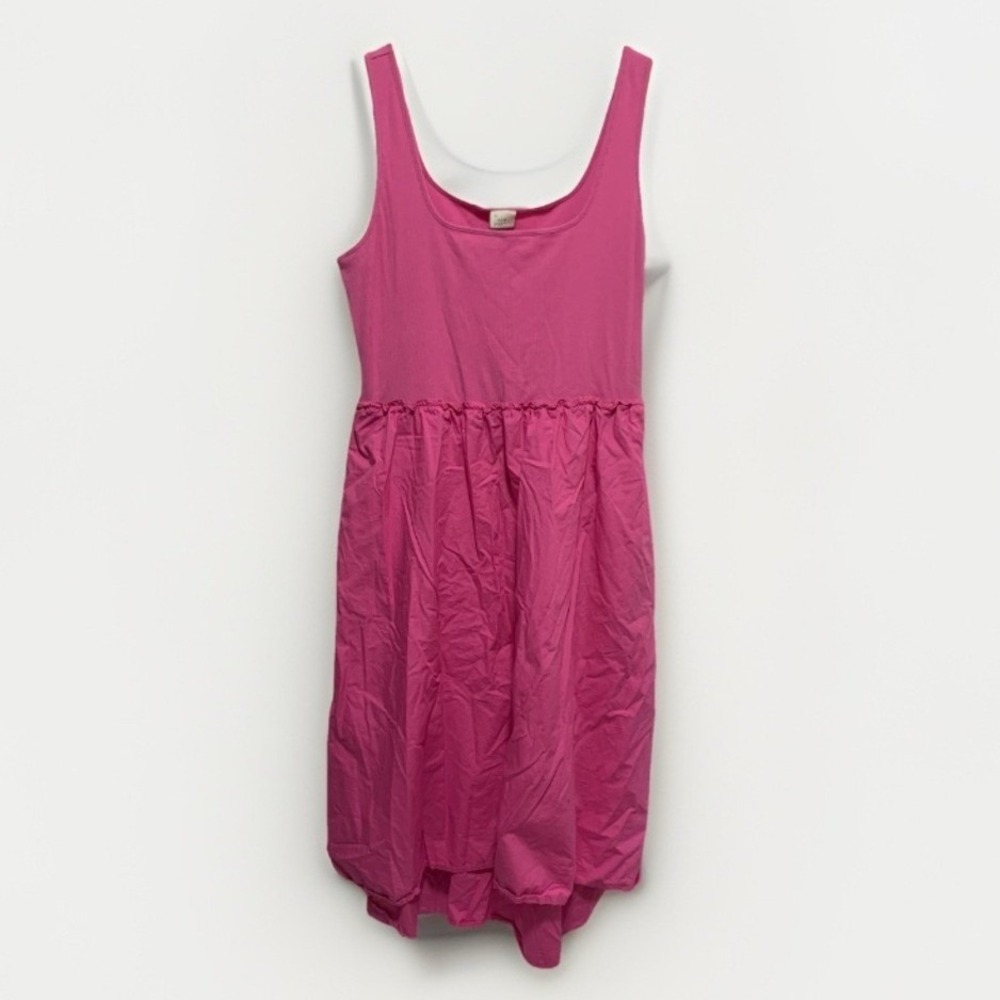 Pink Balletcore Girly Fairy Square Neck Gathered Waist Midi Dress Women's XL